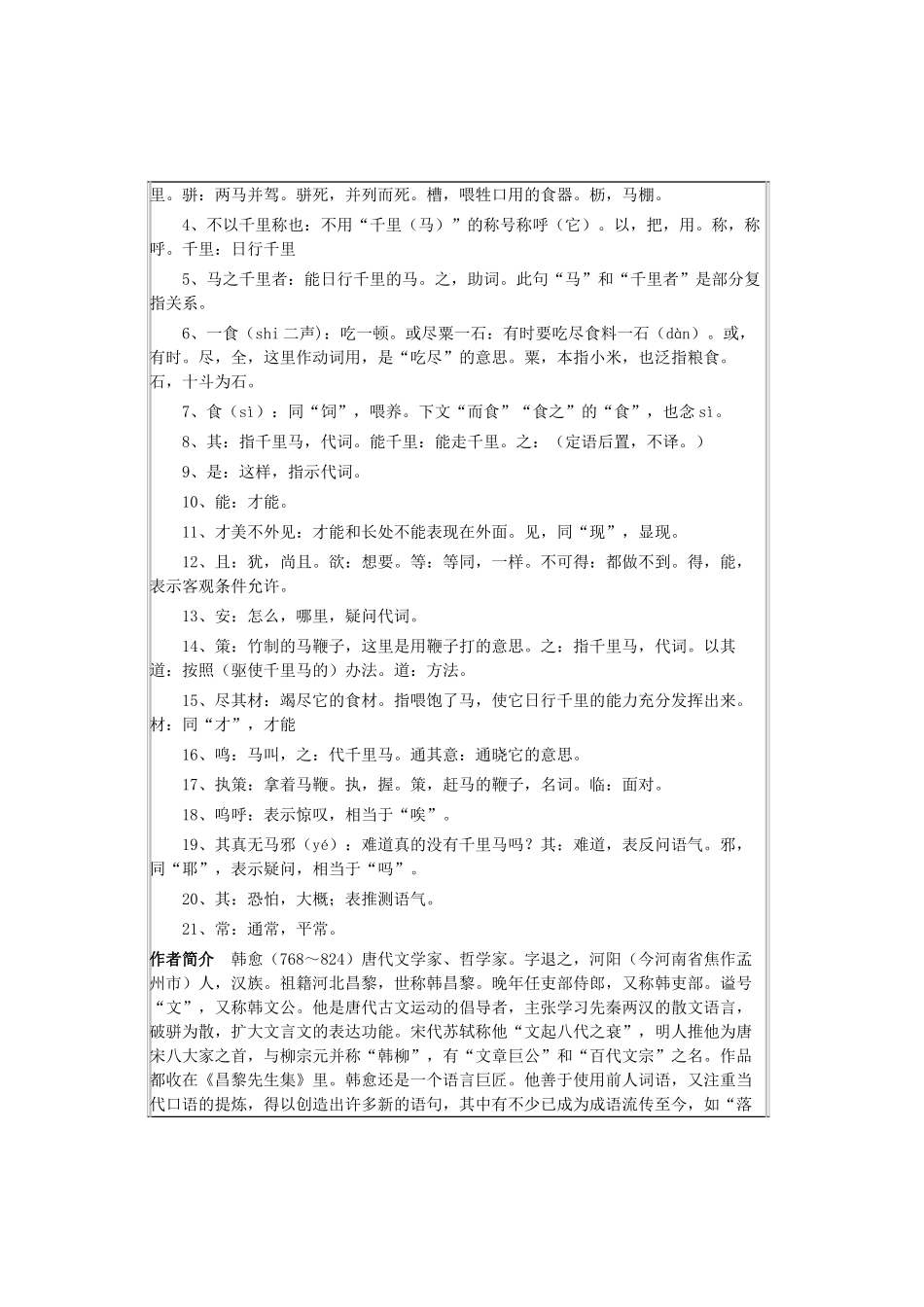 九年级语文上册 第七单元 第28课《马说》导学案 语文版-语文版初中九年级上册语文学案_第2页