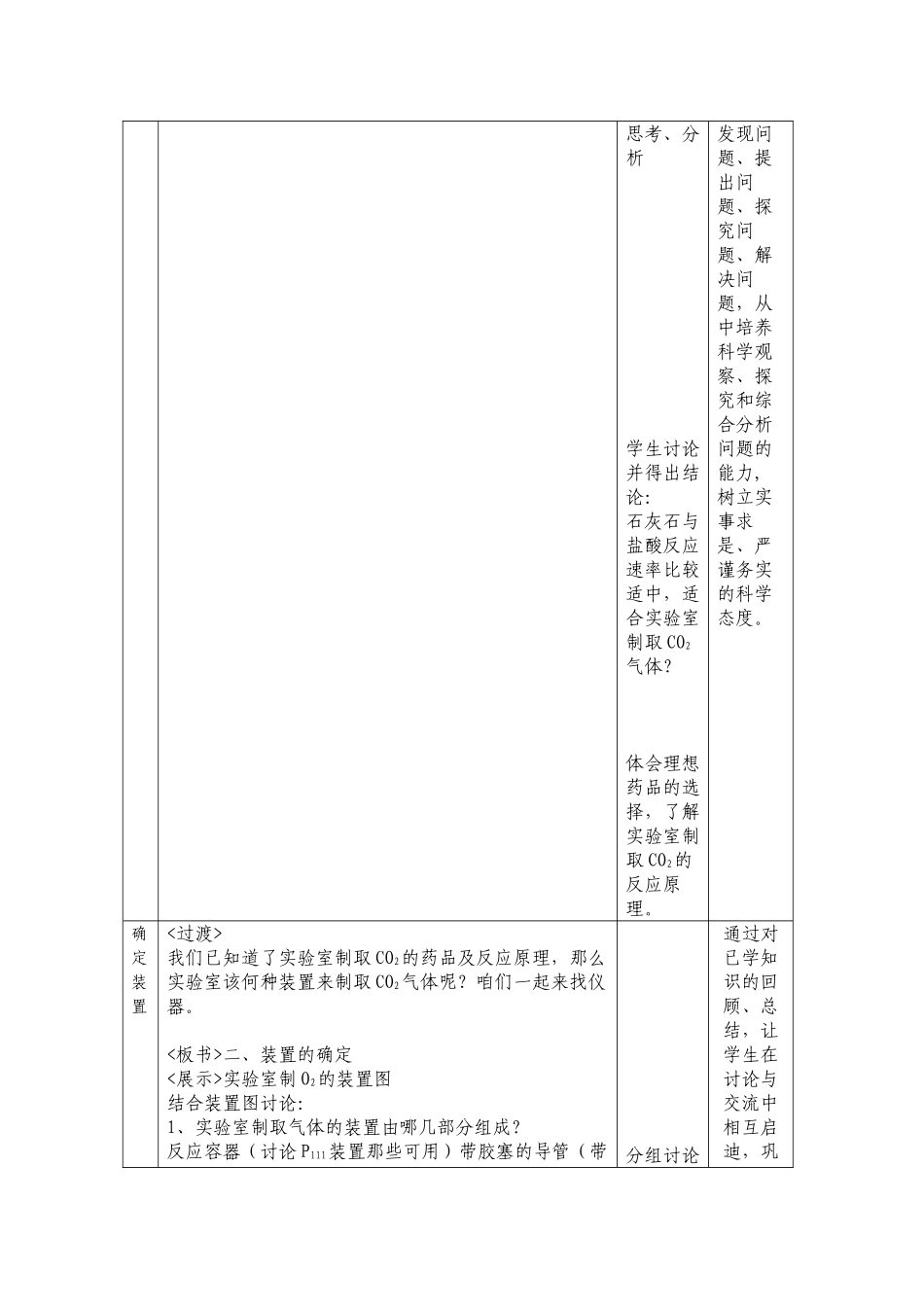 九年级化学上册：6.2二氧化碳制取的研究教案 人教版_第3页