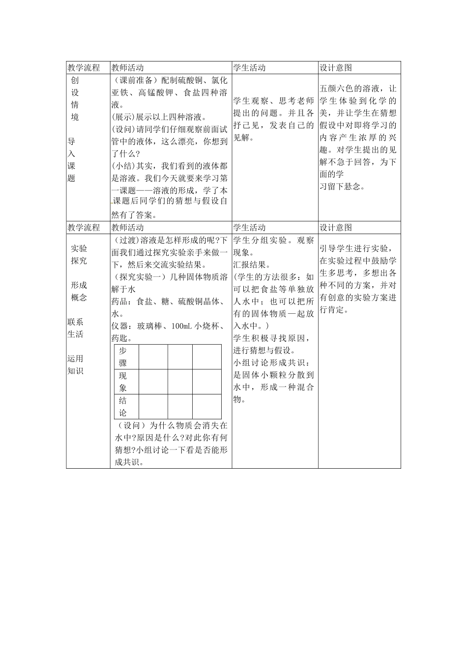 江苏省泰州市永安初级中学九年级化学下册 第九单元 溶液 课题1 溶液的形成教案 （新版）新人教版_第2页