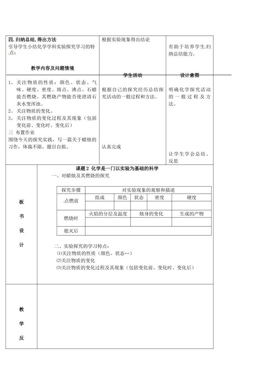 辽宁省开原市第五中学九年级化学上册 第一单元 走进化学世界 课题2 化学是一门以实验为基础的科学（第1课时）教案 （新版）新人教版_第3页