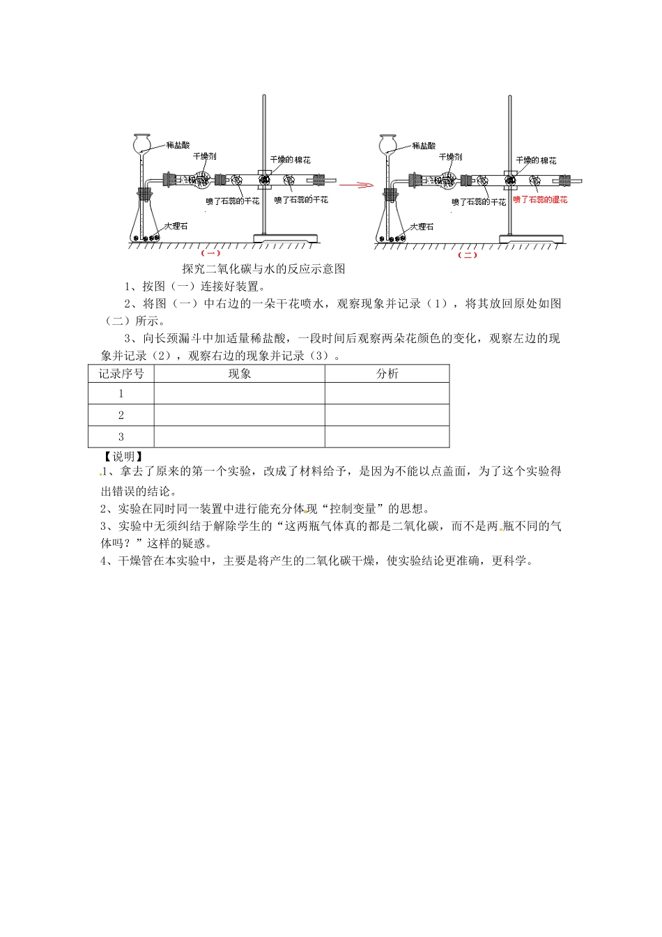 江西省信丰县黄泥中学中考化学实验汇总复习 探究二氧化碳是否能与水反应教学设计_第2页