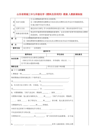 山东省郯城三中九年级化学《燃料及其利用》教案 人教新课标版