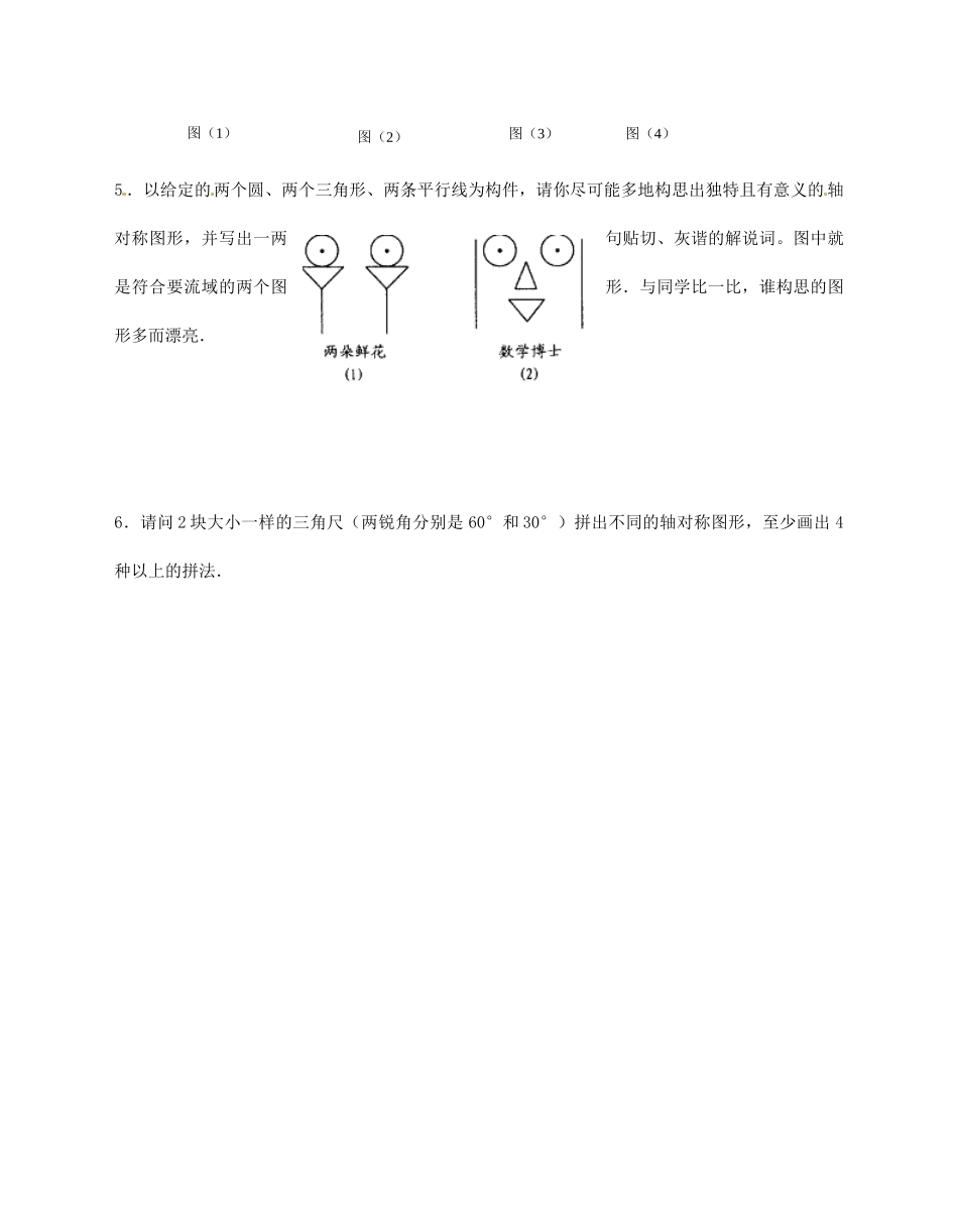 江苏省无锡市蠡园中学八年级数学《13设计轴对称图案（B版）》学案 苏科版_第3页