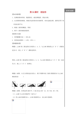 贵州省贵阳市华驿中学中考数学专项复习 第34课时 相似形教学案