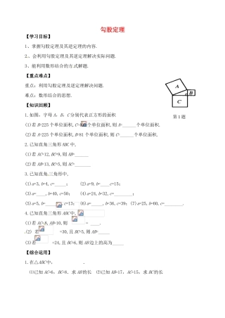 山东省郯城县红花镇中考数学专题复习 专题五（21）勾股定理学案-人教版初中九年级全册数学学案