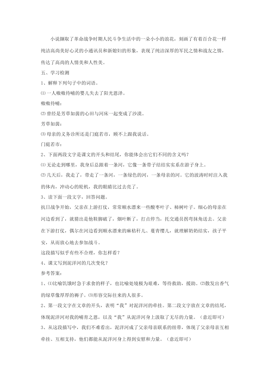九年级语文下册《母亲的河》学案河大版_第2页