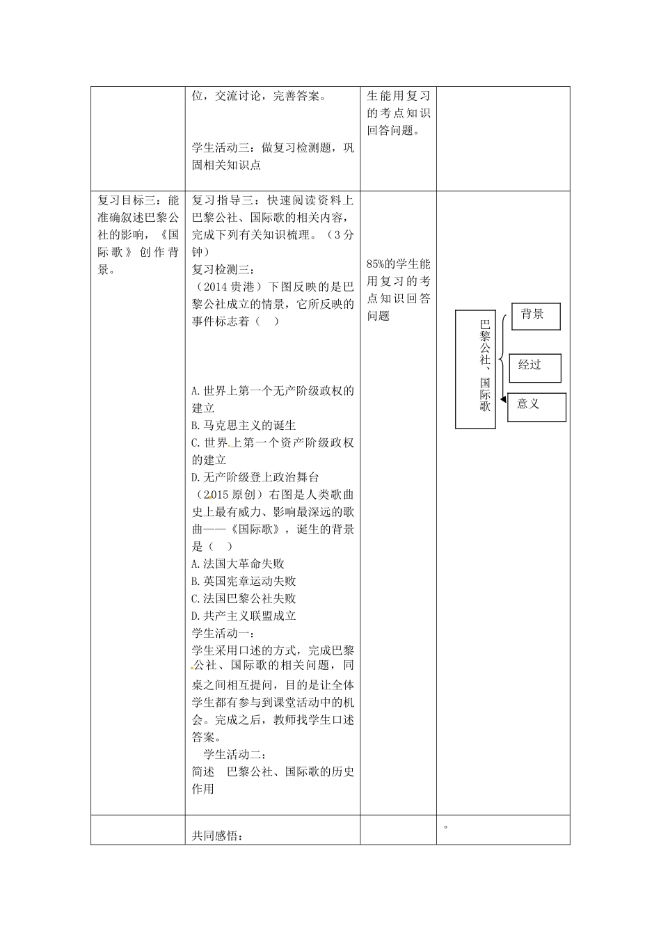 九年级历史上册 第六单元 国际工人运动和马克思主义的诞生复习教案 中华书局版-中华书局版初中九年级上册历史教案_第3页
