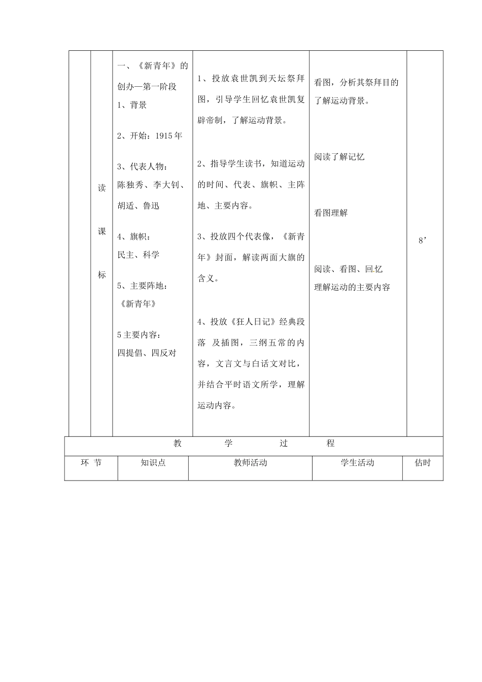 山东省临沭县第三初级中学八年级历史上册《第9课 新文化运动》教案 人教新课标版_第3页