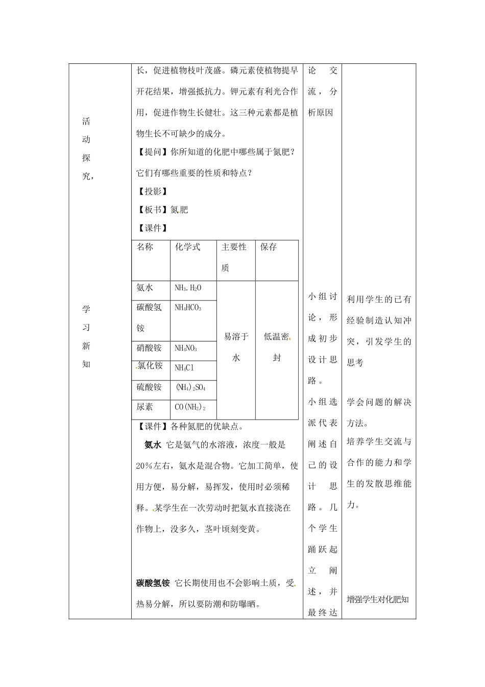 山东省莱州市沙河镇九年级化学全册 第六单元 化学与社会发展 第三节 化学与农业生产教案 鲁教版五四制-鲁教版五四制初中九年级全册化学教案_第3页