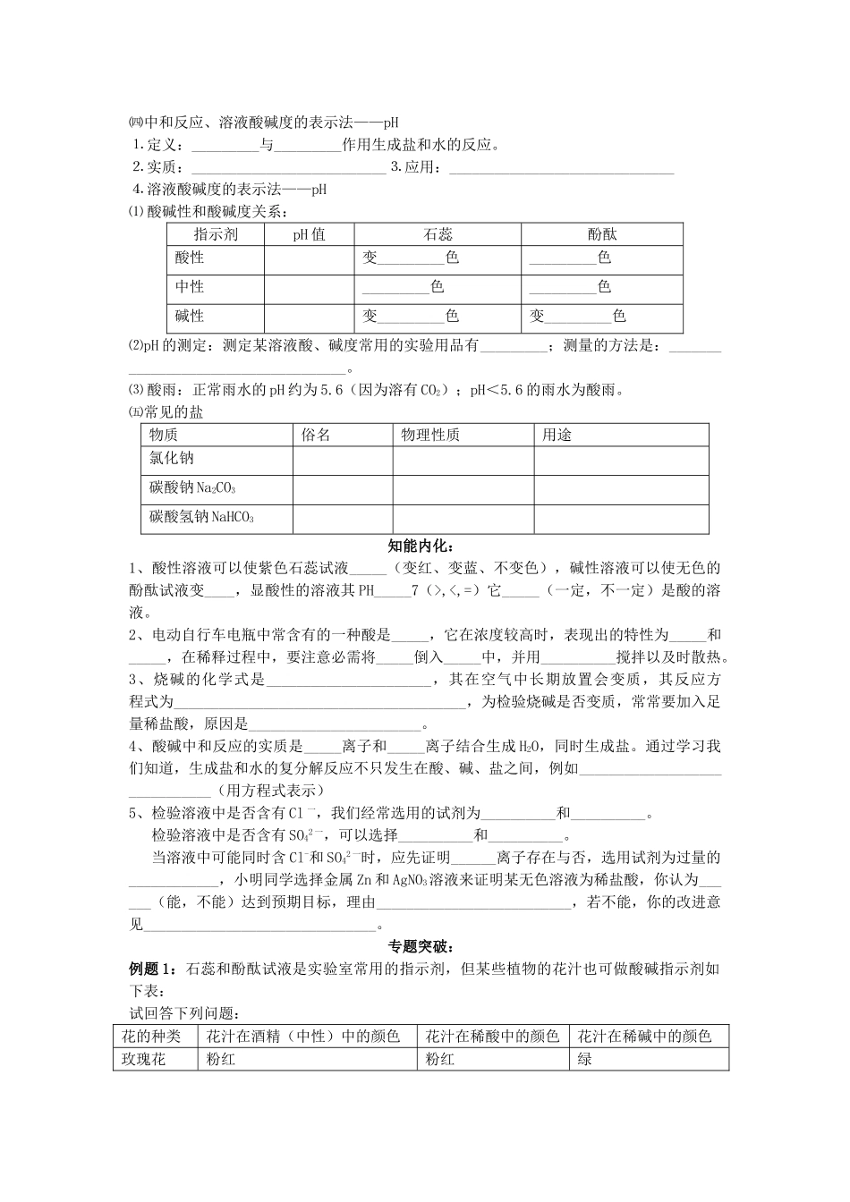山东省肥城市湖屯镇初级中学九年级化学《酸碱盐》教案 人教新课标版_第2页