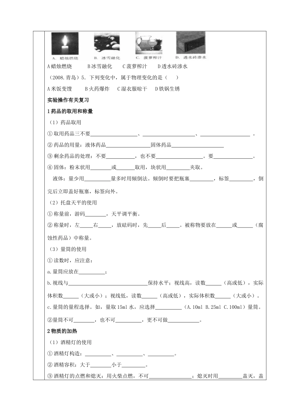 九年级化学：第一单元 化学改变了世界复习教案（鲁教版）_第2页