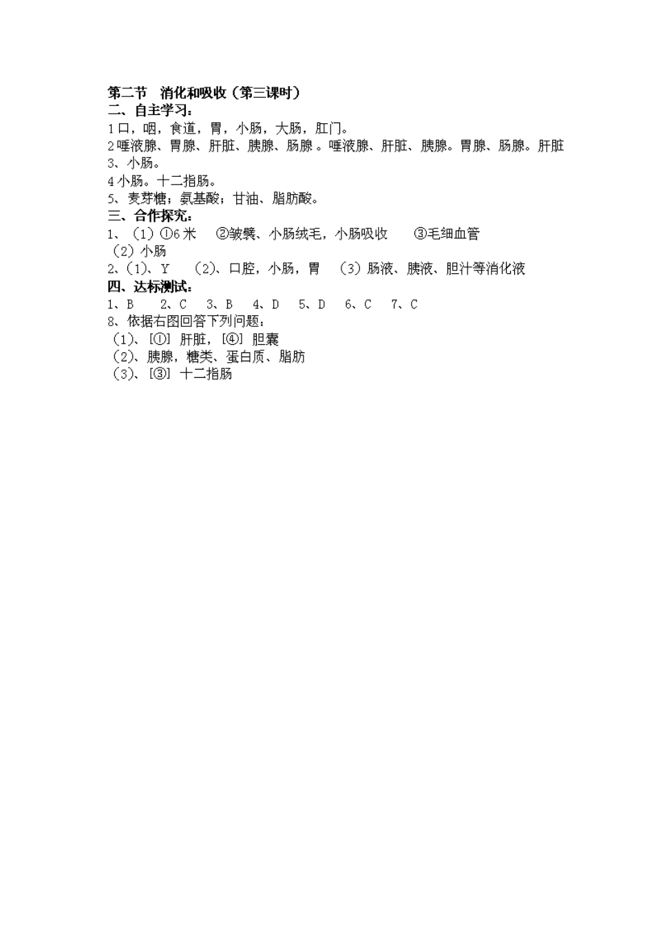 江苏省泰州市永安初级中学七年级生物下册 第4单元 第2章 第2节 消化和吸收（第3课时）导学案 （新版）新人教版_第3页