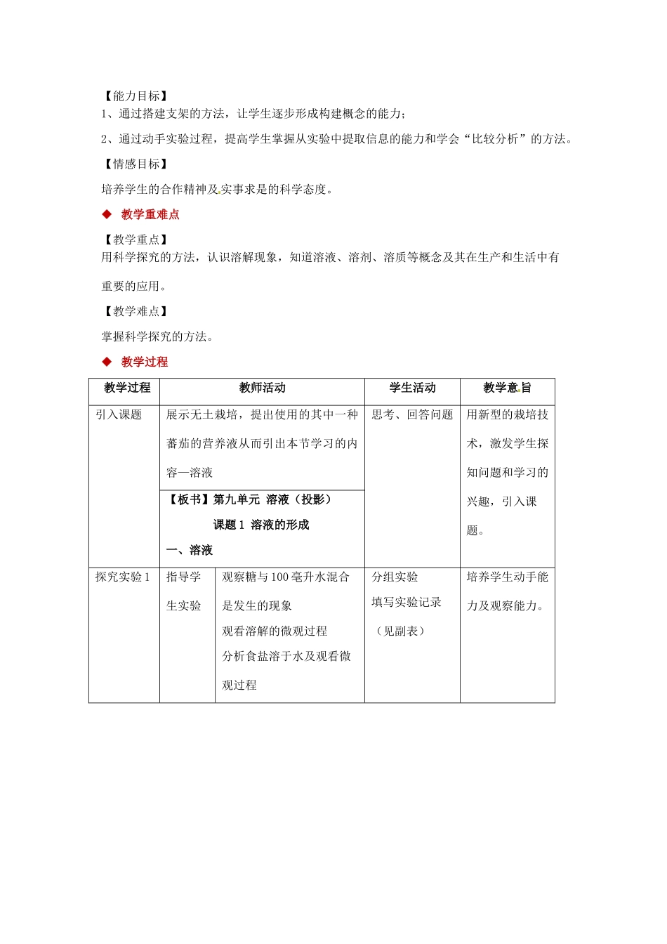 九年级化学下册 第九单元 溶液 9.1 溶液的形成教案 （新版）新人教版-（新版）新人教版初中九年级下册化学教案_第2页