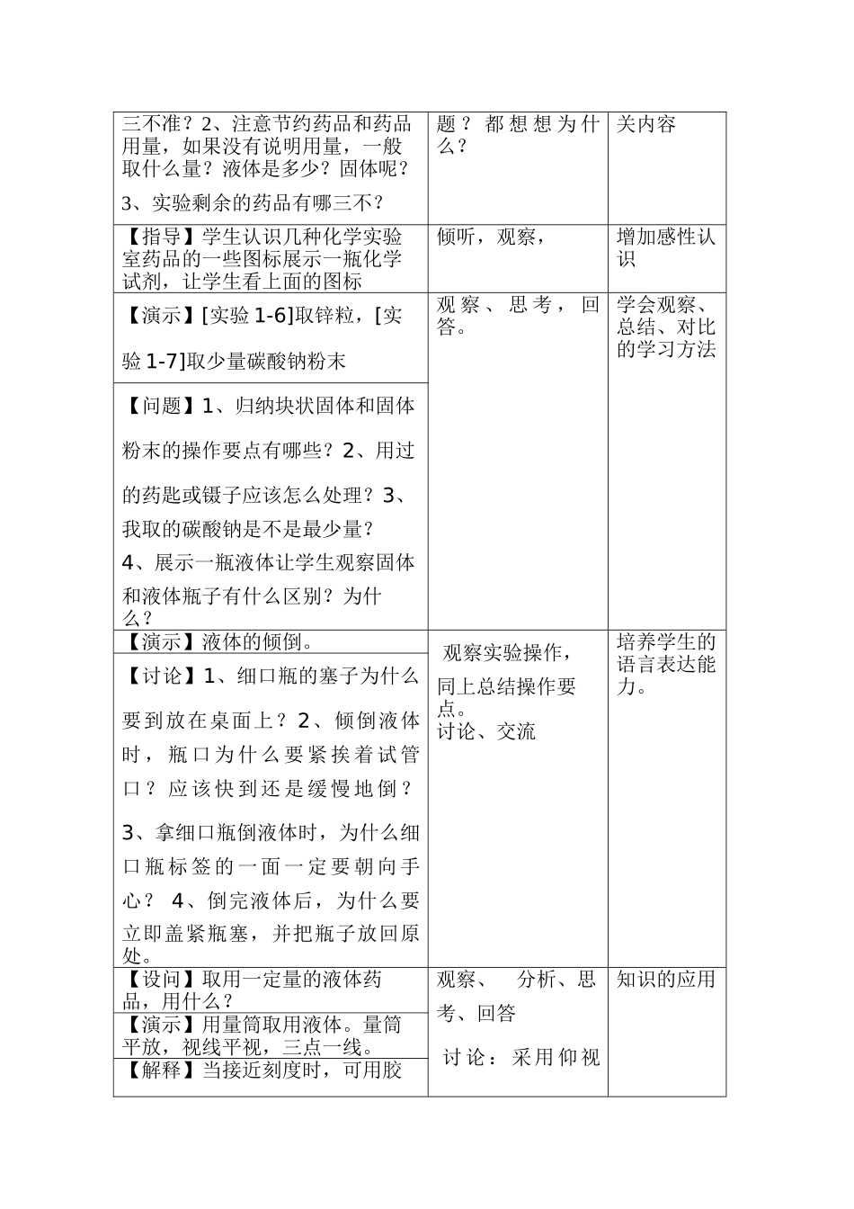 九年级化学上册：1.3走进化学实验室教案九年级上 人教版_第2页