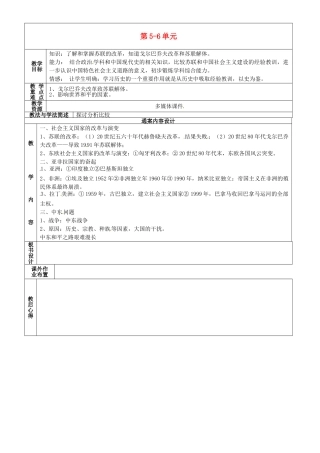 九年级历史下学期第5周复习 八下 第5-6单元教案-人教版初中九年级全册历史教案