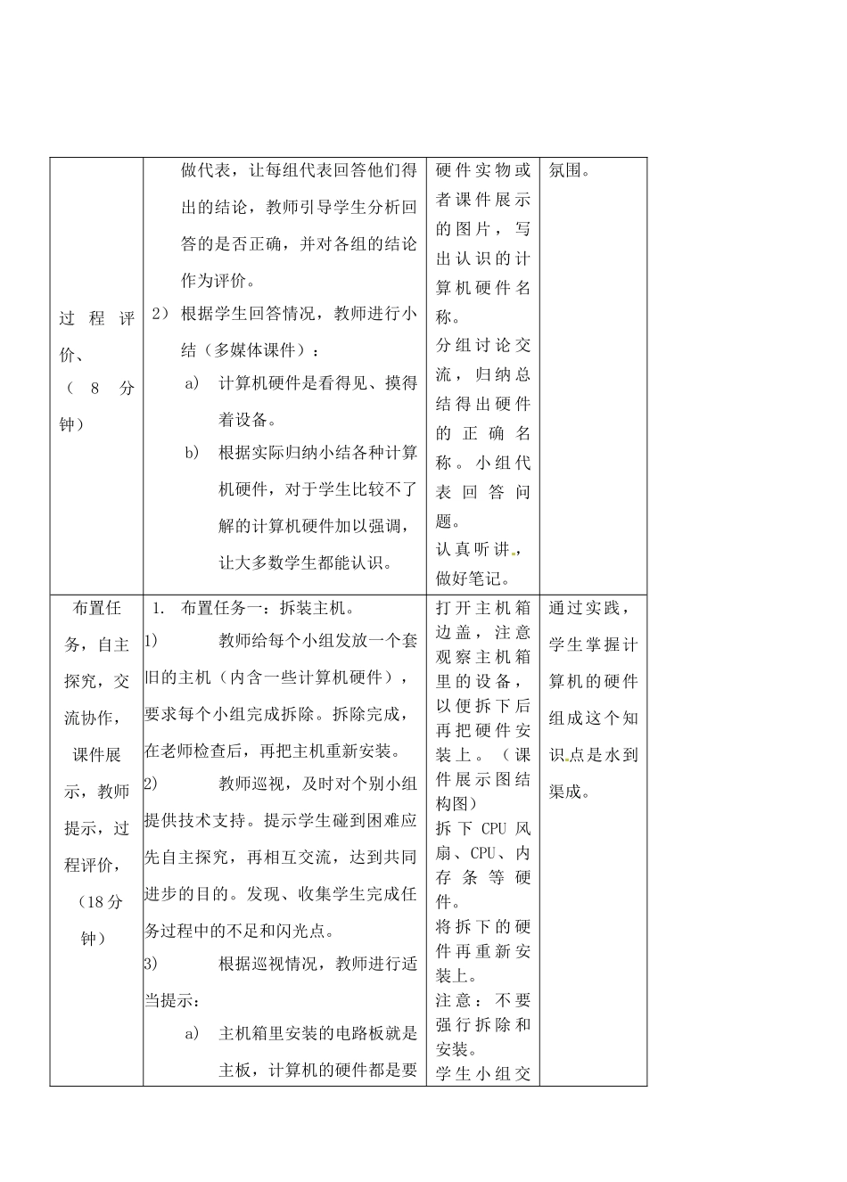 福建省福州市福州十五中七年级信息技术《2.1认识计算机硬件》教案_第3页