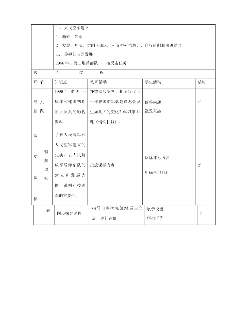 山东省临沭县第三初级中学八年级历史下册《第14课钢铁长城》教案 新人教版_第2页