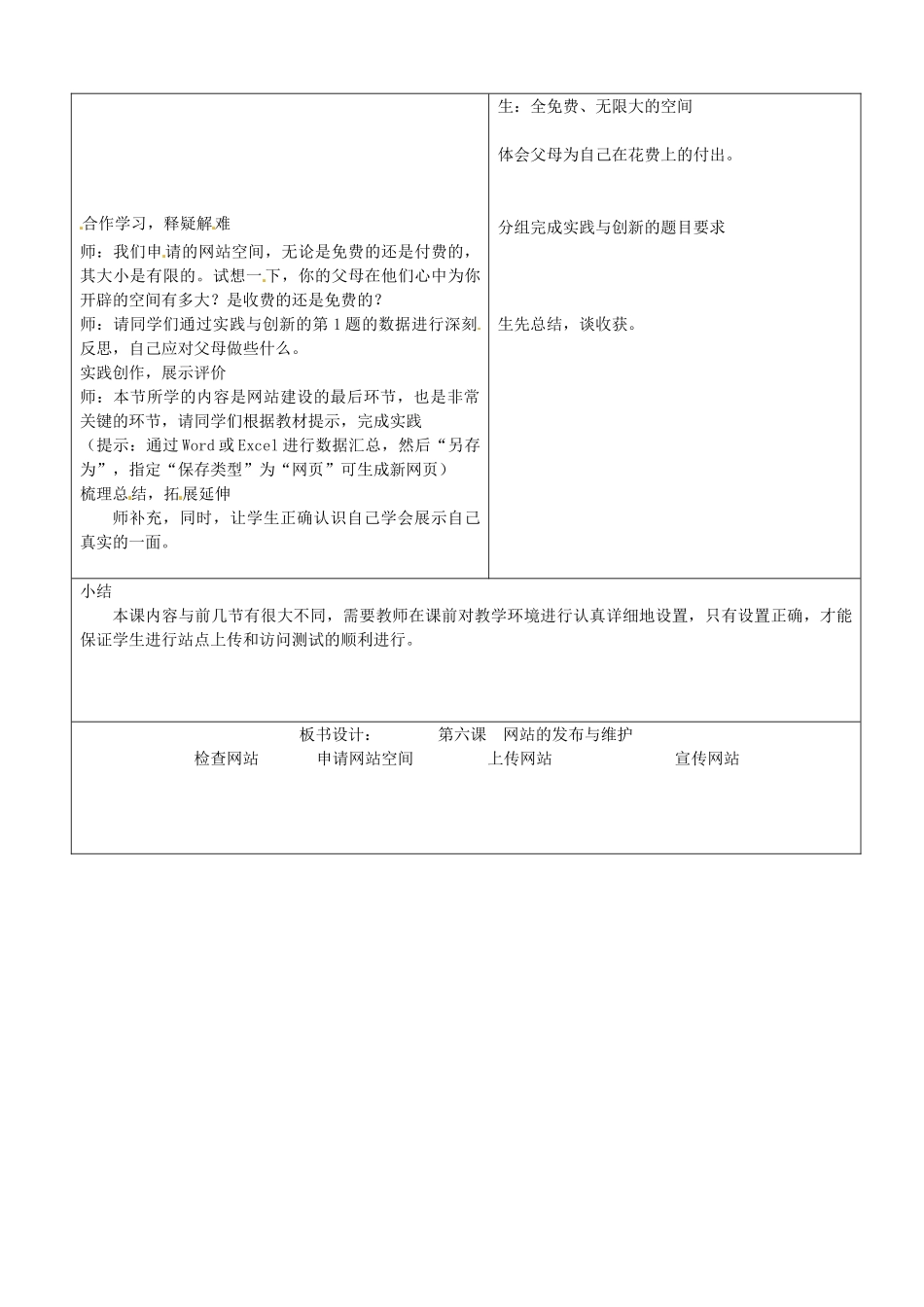 山东省郯城县第三初级中学初中信息技术《网站的发布与维护》教案_第2页