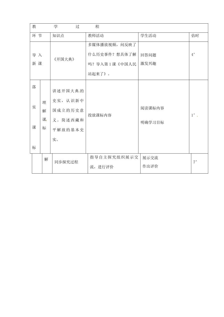 山东省临沭县第三初级中学八年级历史下册《第1课中国人民站起来了》教案 新人教版_第2页