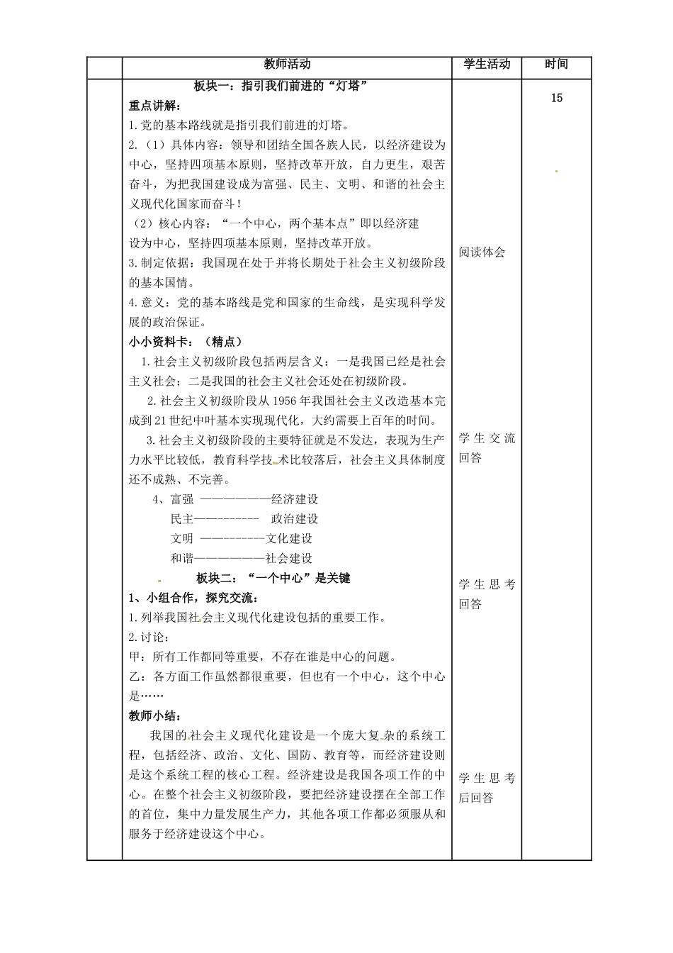 山东省邹平县实验中学九年级政治全册 第6课 第1框 发展是硬道理教学案 鲁教版_第3页