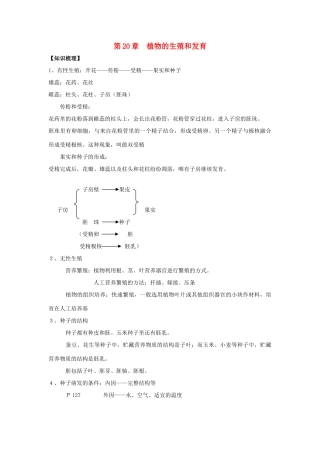 八年级生物上：第20章植物的生殖和发育复习学案苏科版