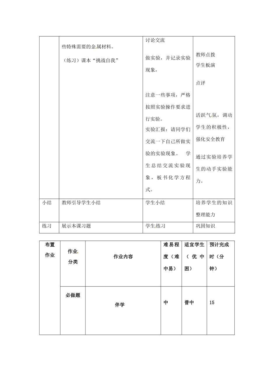 山东省莱州市沙河镇九年级化学全册 第四单元 金属 第一节 常见的金属材料教案2 鲁教版五四制-鲁教版五四制初中九年级全册化学教案_第3页
