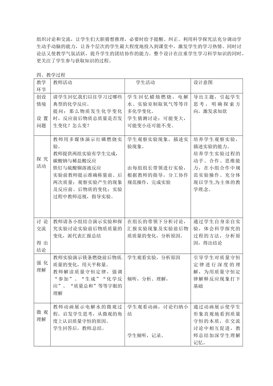 辽宁省瓦房店市第十六中学九年级化学下册《质量守恒定律》说课稿 新人教版_第2页