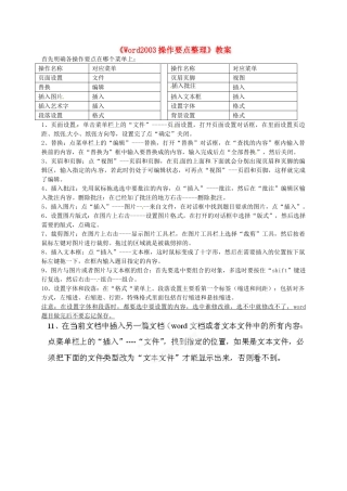 山东省郯城县郯城街道初级中学初中信息技术《Word2003操作要点整理》教案