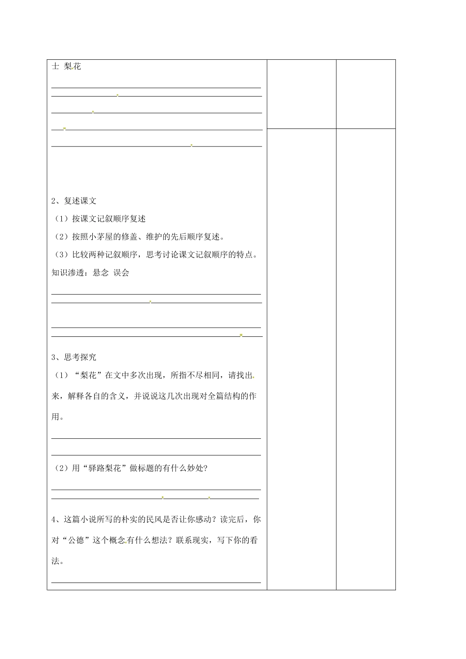（秋季版）内蒙古鄂尔多斯市康巴什新区七年级语文下册 第四单元 14《驿路梨花》导学案 新人教版-新人教版初中七年级下册语文学案_第2页