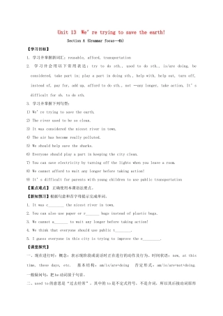 九年级英语全册《Unit 13 We’re trying to save the earth（第3课时）》学案 （新版）人教新目标版-（新版）人教新目标版初中九年级全册英语学案
