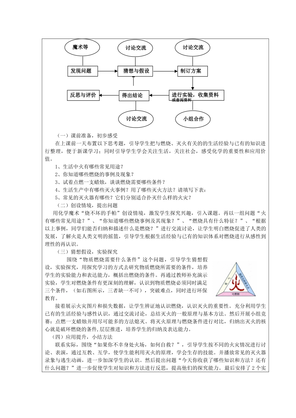 （骨干教师竞赛作品）初中化学《燃烧与灭火》设计方案_第2页