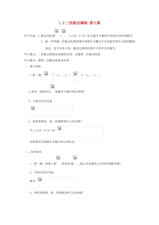 江苏省仪征市第三中学九年级数学上册《1.2 二次根式的乘除》学案（3） 苏科版