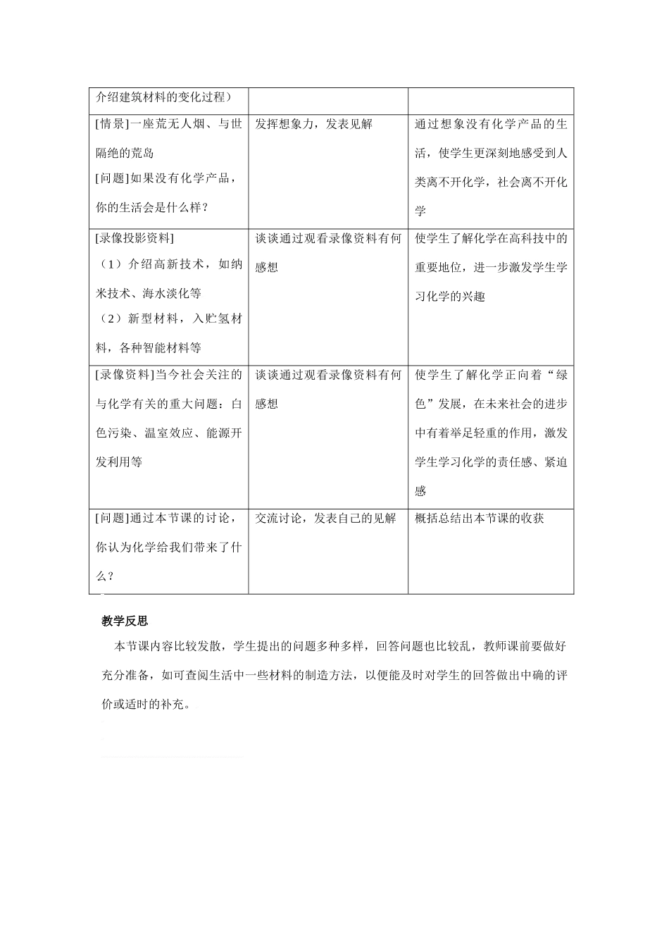 九年级化学第一单元第一节 奇妙的化学教案鲁教版_第3页
