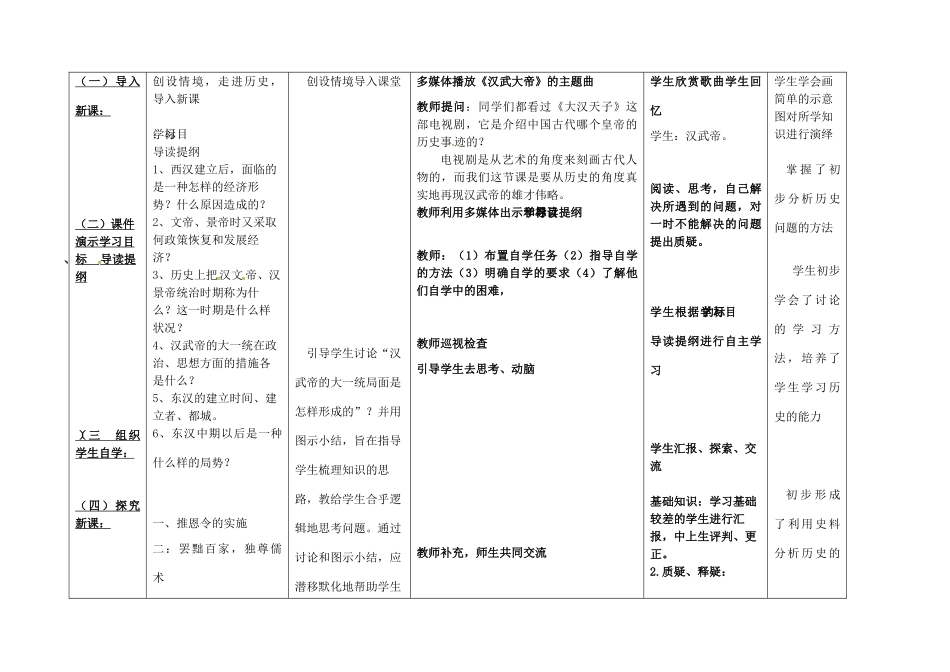 内蒙古兴安盟乌兰浩特市七年级历史上册 第三单元 秦汉时期 统一多民族国家的建立和巩固 第12课 汉武帝巩固大一统王朝教案 新人教版-新人教版初中七年级上册历史教案_第2页