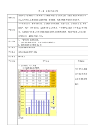 四川省八年级信息技术上册 第11课《制作柱形统计图》教学案 新人教版