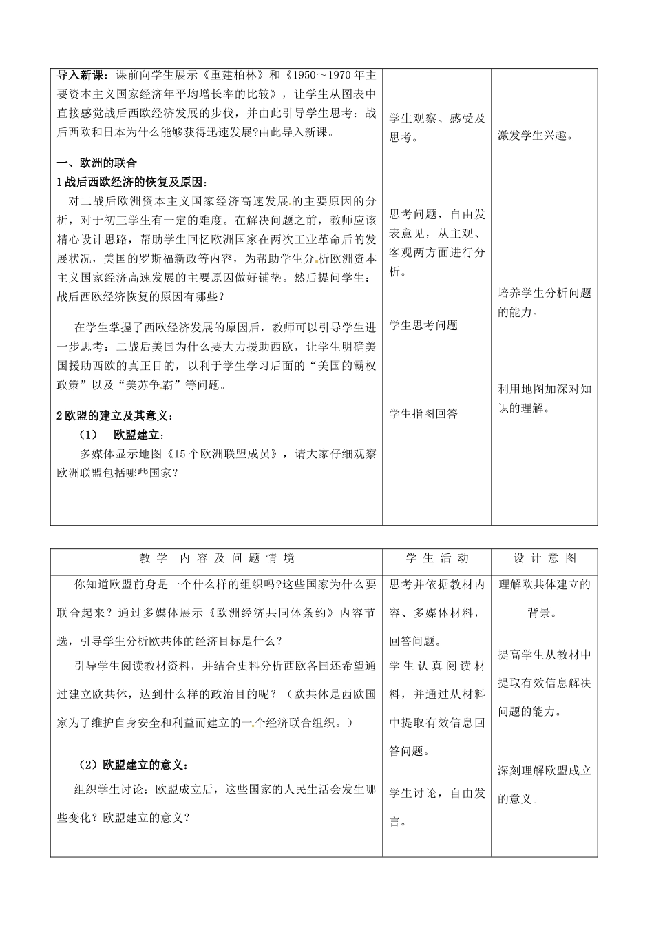 九年级历史下册 4.9《西欧和日本经济的发展》教案 人教新课标版_第2页
