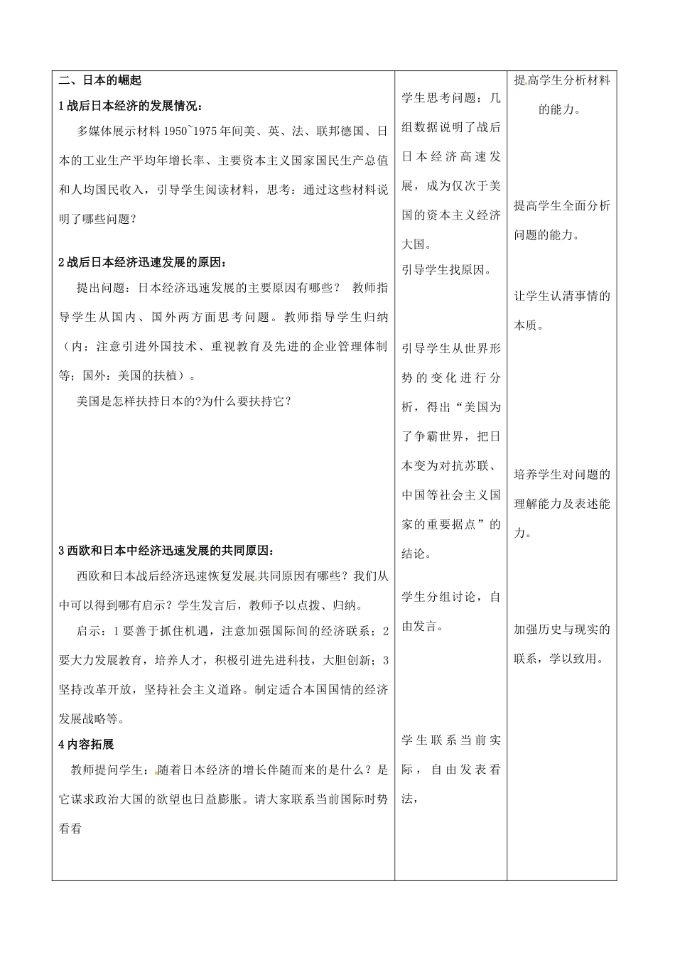 九年级历史下册 4.9《西欧和日本经济的发展》教案 人教新课标版_第3页