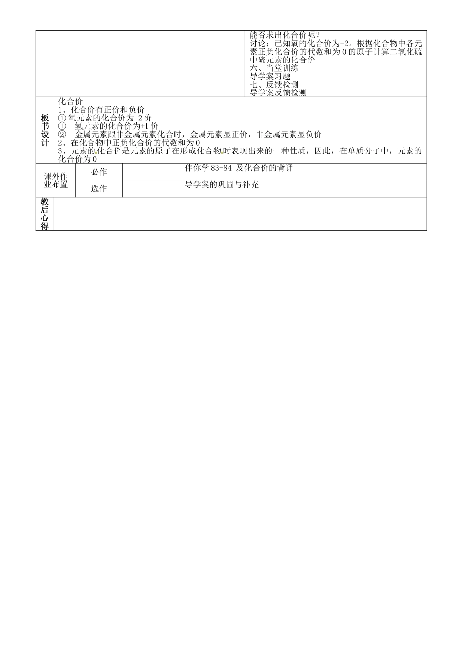 山东省烟台市黄务中学八年级化学全册 5 化合价教案2 鲁教版五四制_第2页