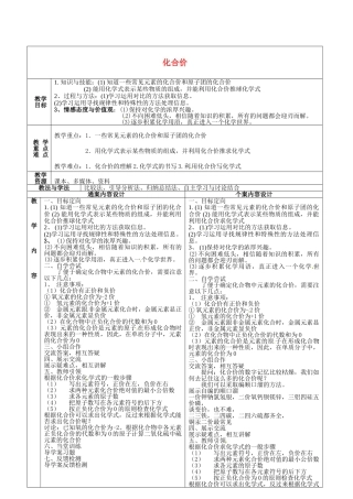山东省烟台市黄务中学八年级化学全册 5 化合价教案2 鲁教版五四制