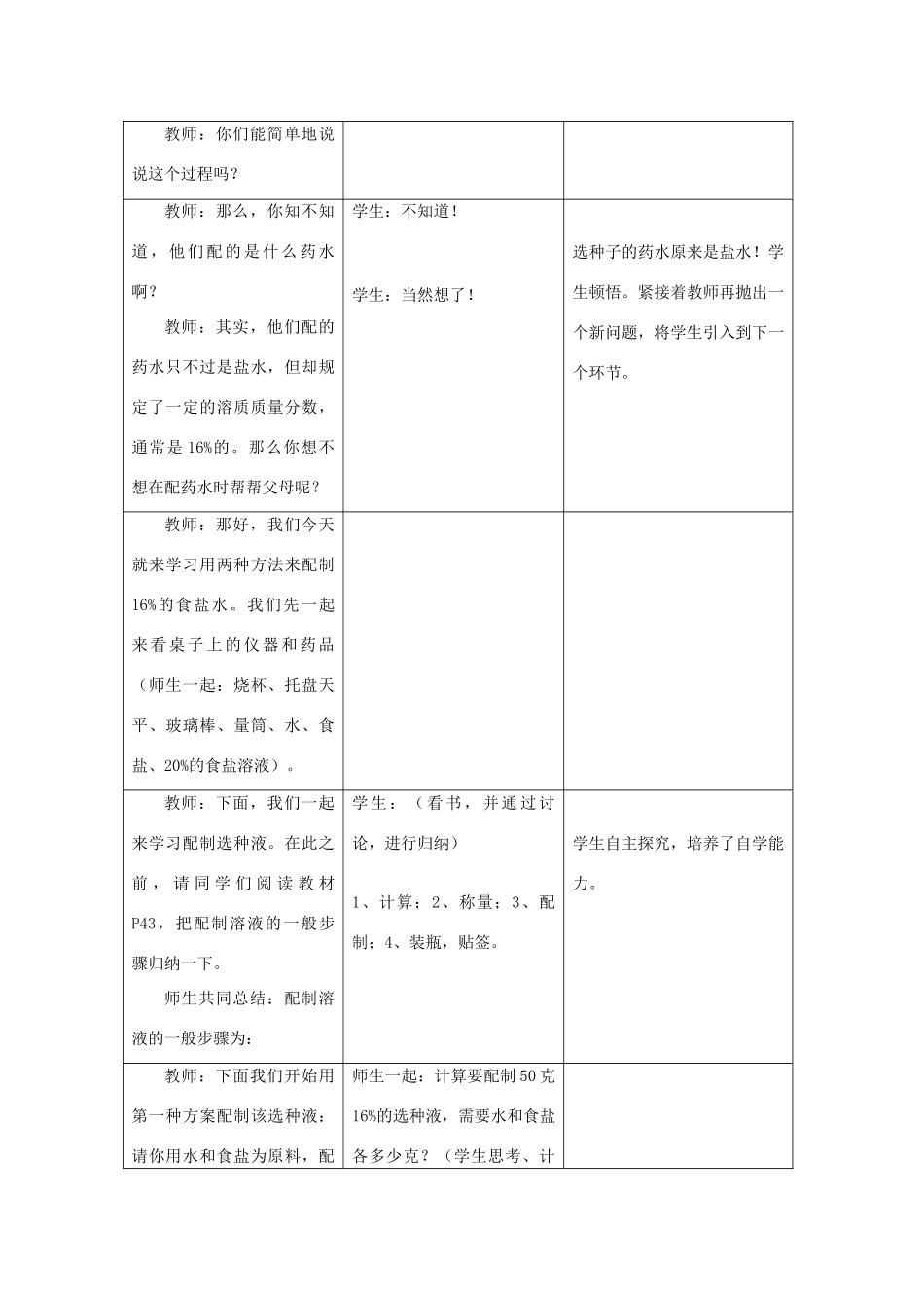 九年级化学下册 溶质的质量分数2教案 人教新课标版_第2页