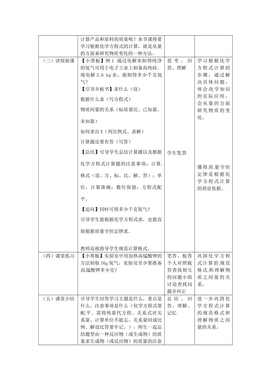 山东郓城县随官屯镇九年级化学上册 第5单元 化学方程式 课题3 利用化学方程式的简单计算教案 （新版）新人教版-（新版）新人教版初中九年级上册化学教案_第2页