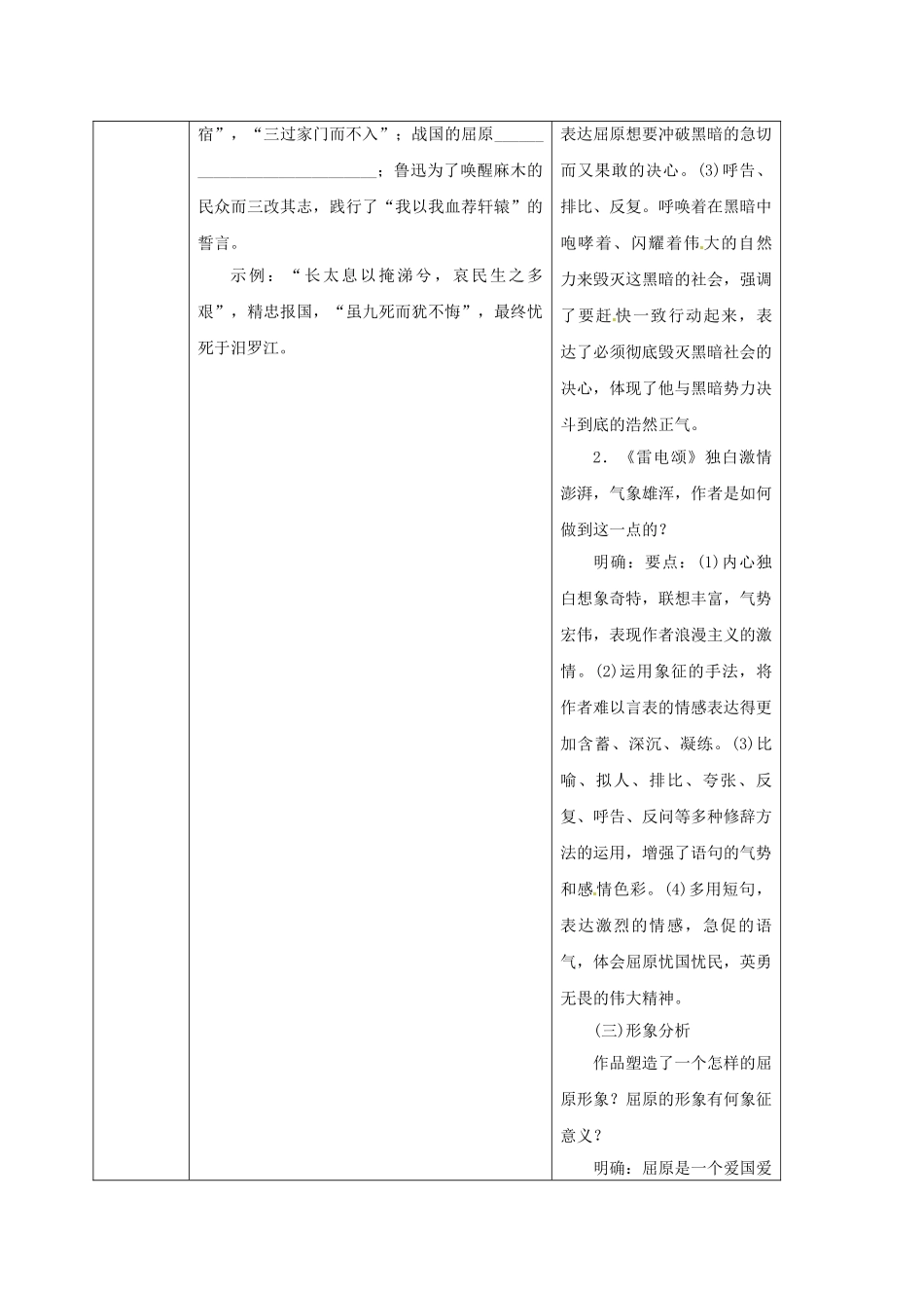 陕西省山阳县八年级语文下册 第二单元 7 雷电颂学案2 （新版）新人教版-（新版）新人教版初中八年级下册语文学案_第3页