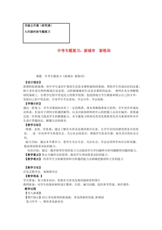 九年级地理《新城市、新格局》教案