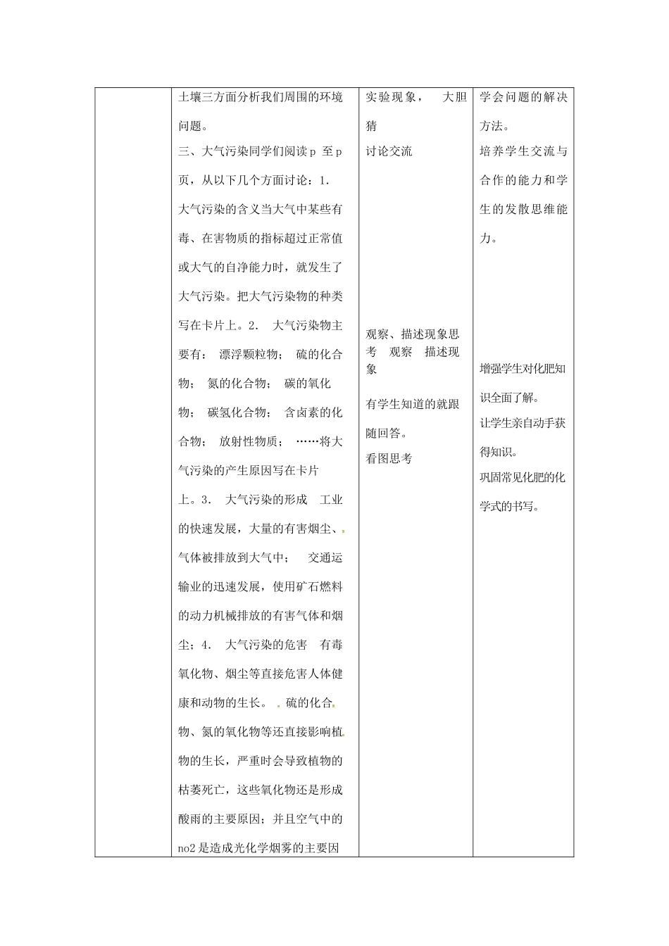 山东省莱州市沙河镇九年级化学全册 第六单元 化学与社会发展 第四节 化学与环境保护教案 鲁教版五四制-鲁教版五四制初中九年级全册化学教案_第3页