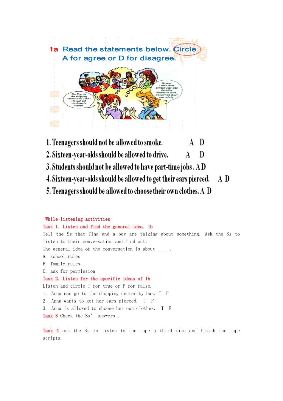 九年级英语全册 Unit 7 Teenagers should be allowed to choose their own clothes Section A（1a-2d）学案 （新版）人教新目标版-（新版）人教新目标版初中九年级全册英语学案_第3页