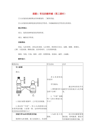 天津市梅江中学九年级化学下册 第十单元 酸和碱 课题1 常见的酸和碱（第三课时）教案 新人教版