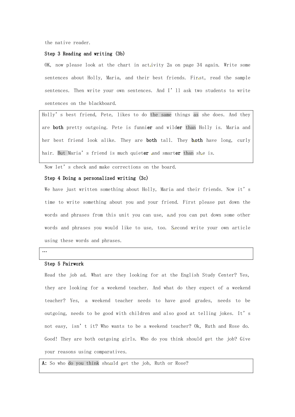 山东省肥城市安站中学八年级英语上册 Unit 6 I’m more outgoing than my sister.Period 3导学案 人教新目标版_第2页