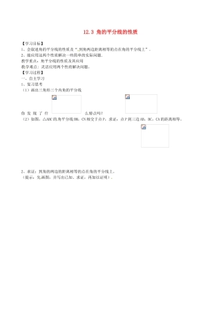 内蒙古乌拉特中旗二中八年级数学上册 12.3 角的平分线的性质（第2课时）学案（无答案）（新版）新人教版