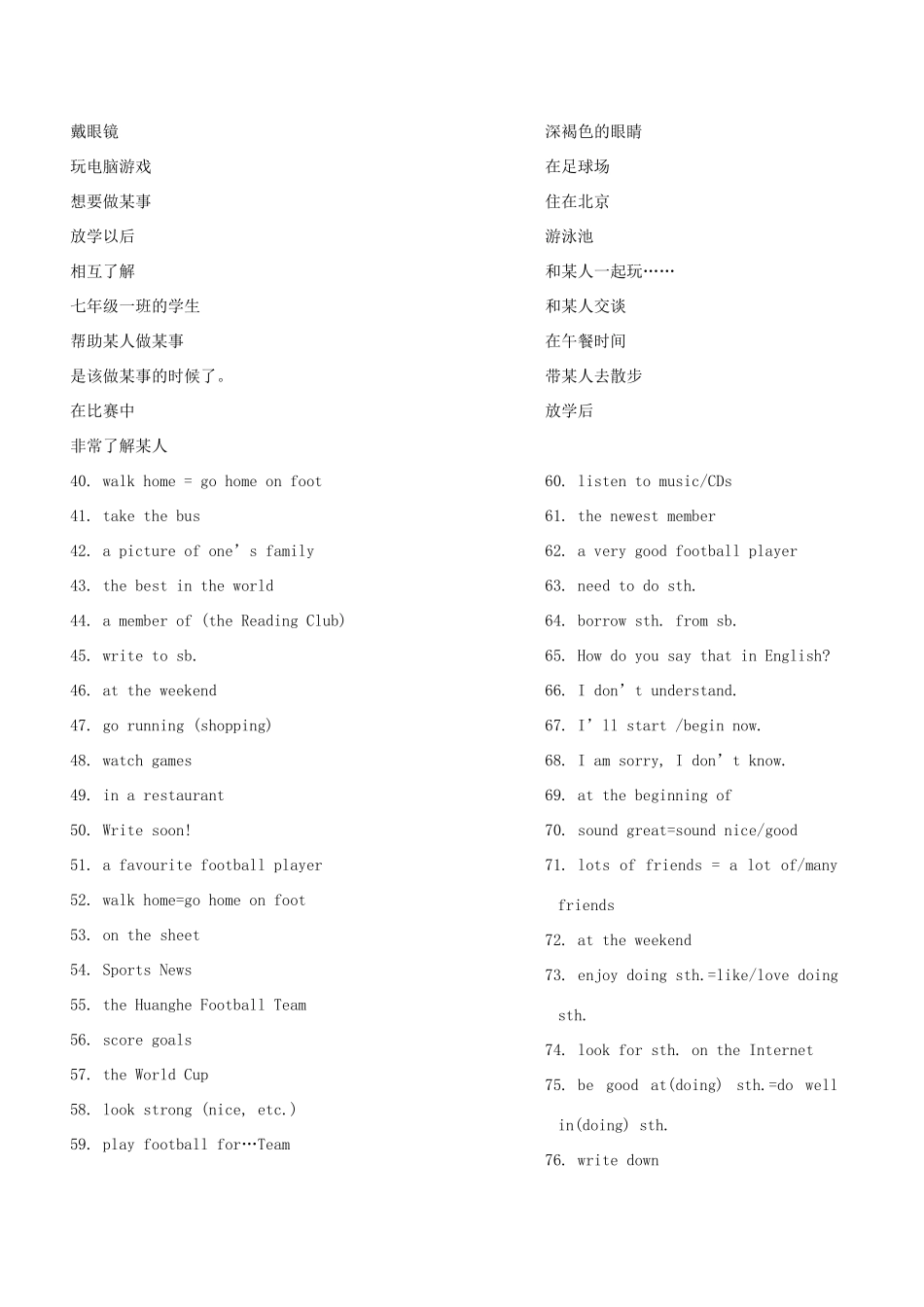 九年级英语组复习学案（重点短语）人教版_第3页