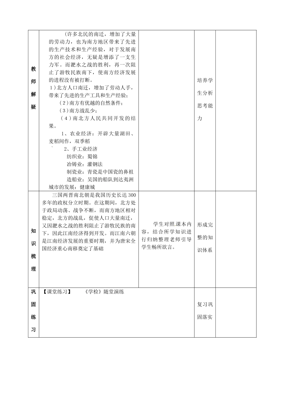山东省滨州市邹平实验中学七年级历史上册《第21课 南方经济的发展》教案 北师大版_第3页